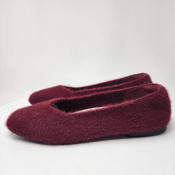 Vivaia Margot 2.0 Flats Size EU43/US11 Bordeaux Maroon Square-Toe Faux Mink - Picture 5 of 15